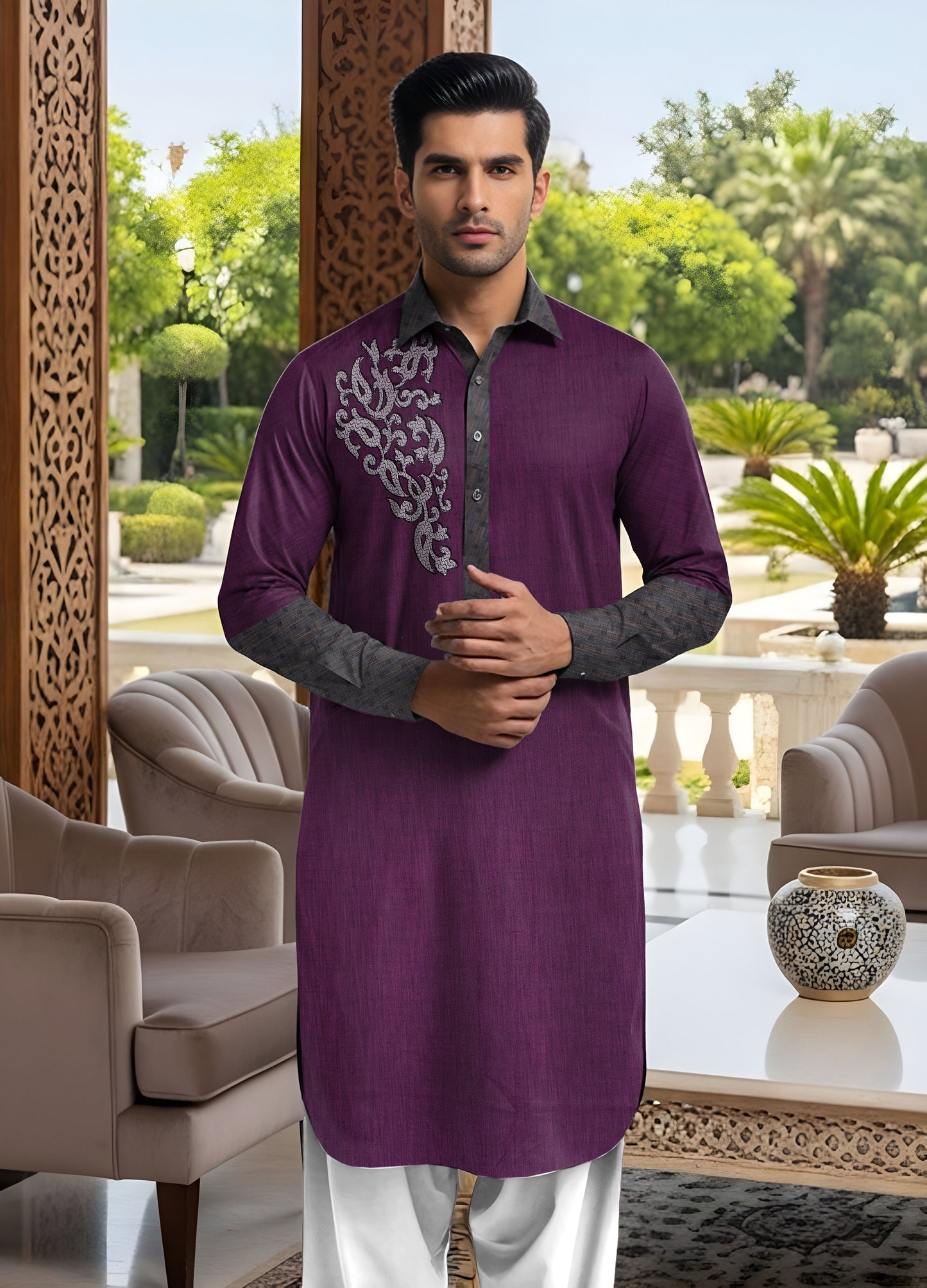 SHEMRY EMBROIDED UNSTICHED SUITE